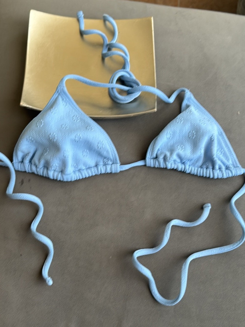 Polo by Ralph Lauren Light Blue Triangle Bikini Top Medium